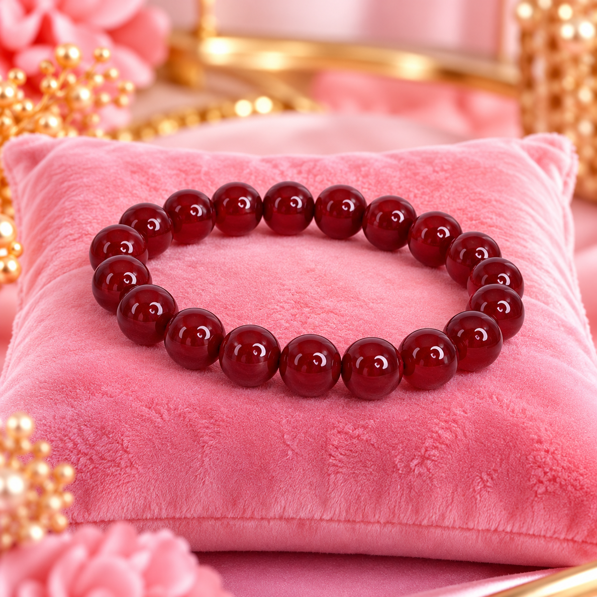 BRACELET CORNALINE ROUGE 6MM