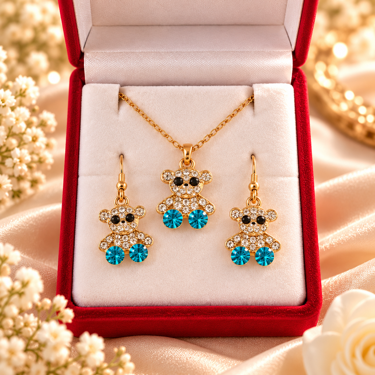 COFFRET COLLIER BOUCLES OREILLES OURSON