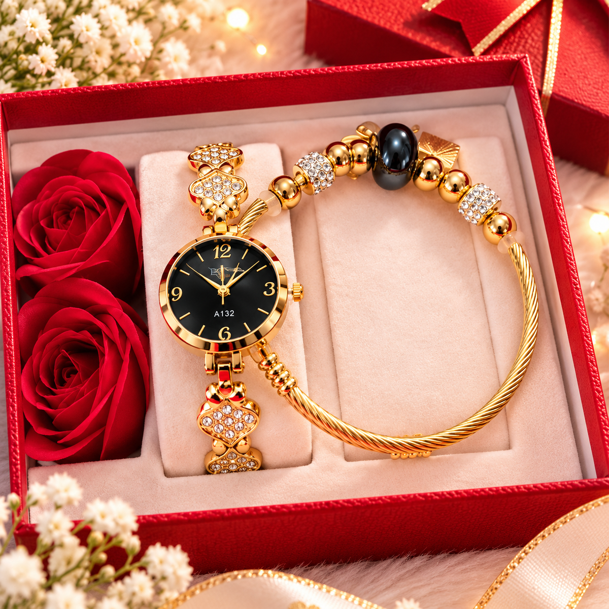 COFFRET MONTRE BRACELET PAMPILLE BLEU