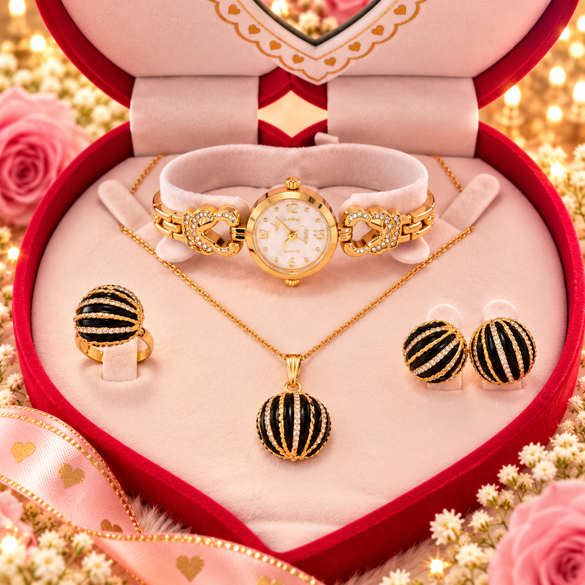 COFFRET MONTRE DORE ET NOIR