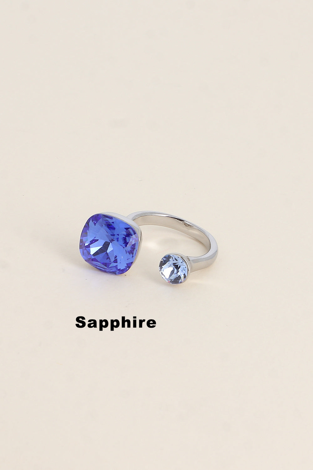 Bague Beata argentée - ornée de 2 cristaux de Swarovski® BLEU ROI