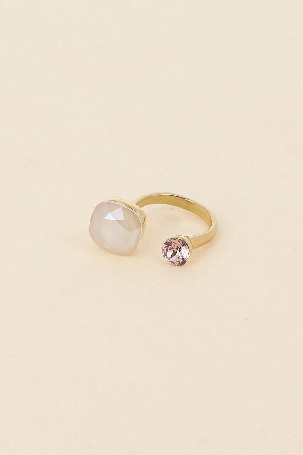 Bague Beata dorée - ornée de 2 cristaux de Swarovski® IVOIRE