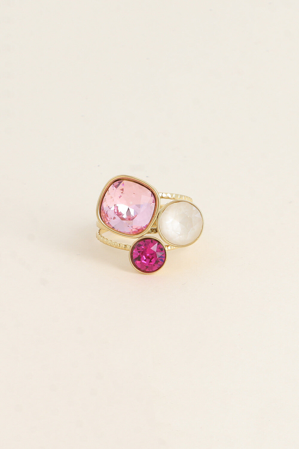 Bague trilogie dorée ornée de cristaux de Swarovski® ROSE