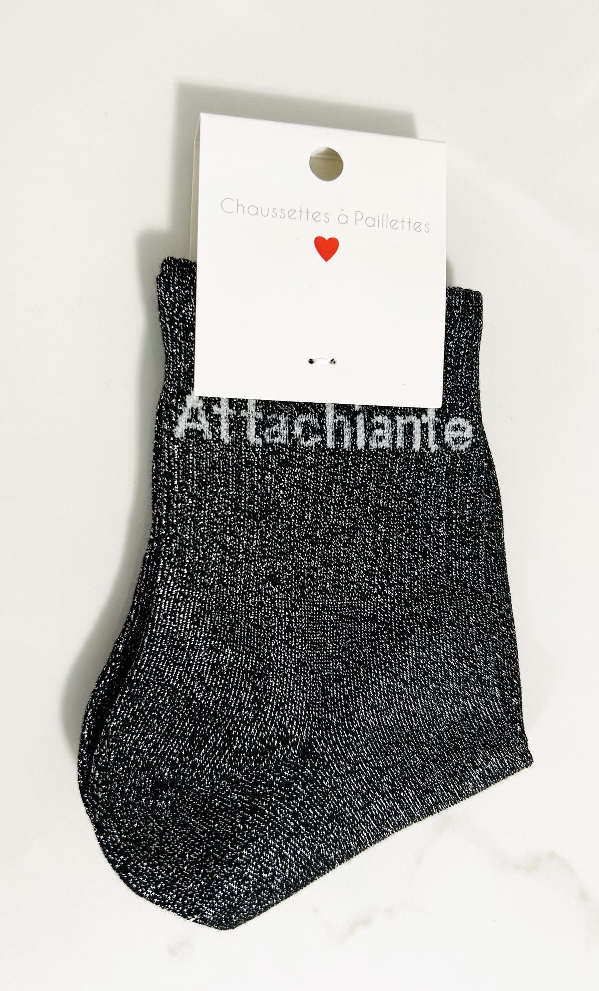 Chaussettes à paillettes “ATTACHIANTE “ noir