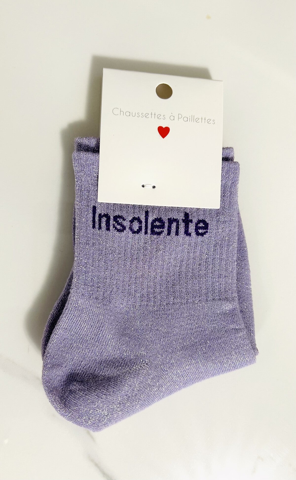 Chaussettes à paillettes “ INSOLENTE “ lilas