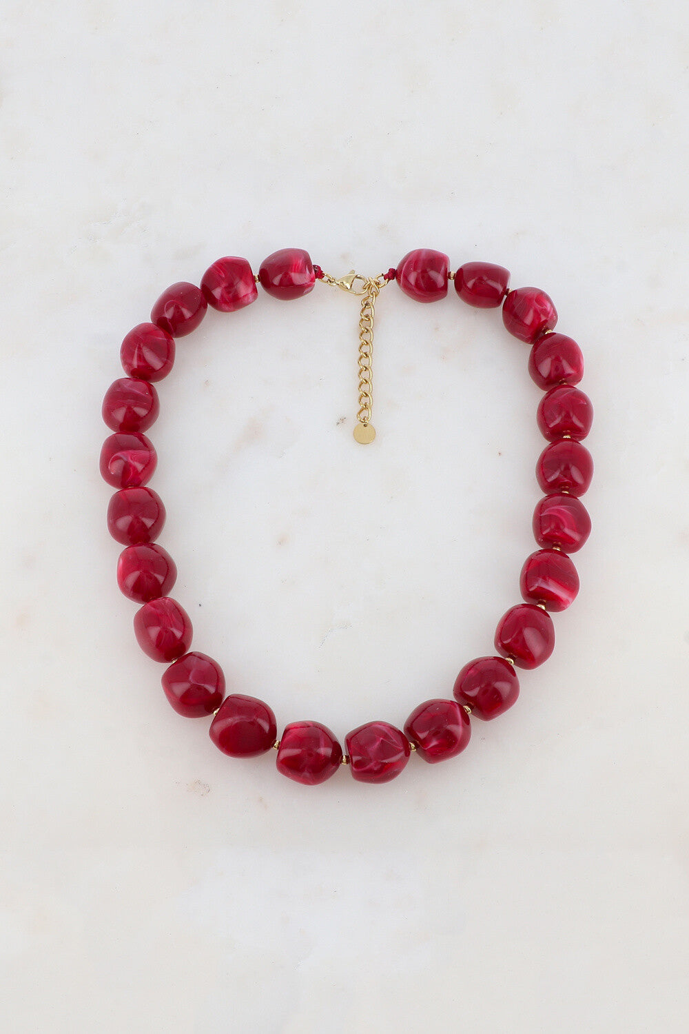 COLLIER ZELIA PERLES EN RESINE ROUGE