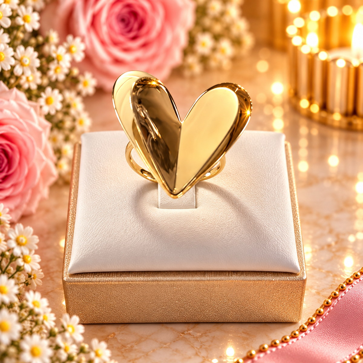 BAGUE DOUBLE COEURS DORE