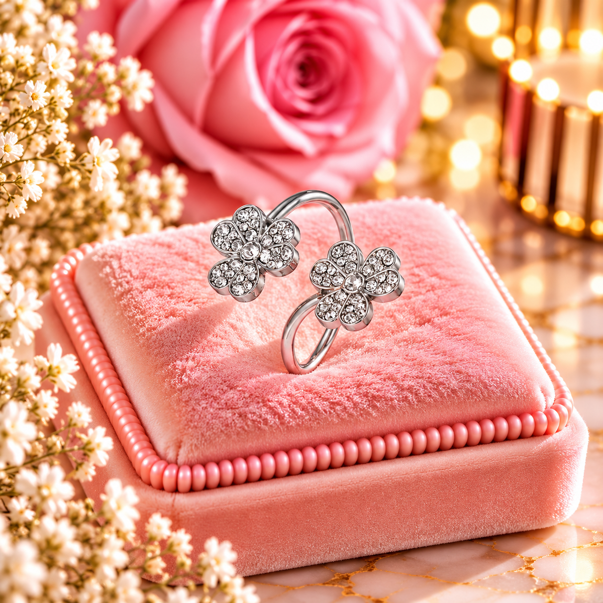 BAGUE FLORINE ARGENTEE