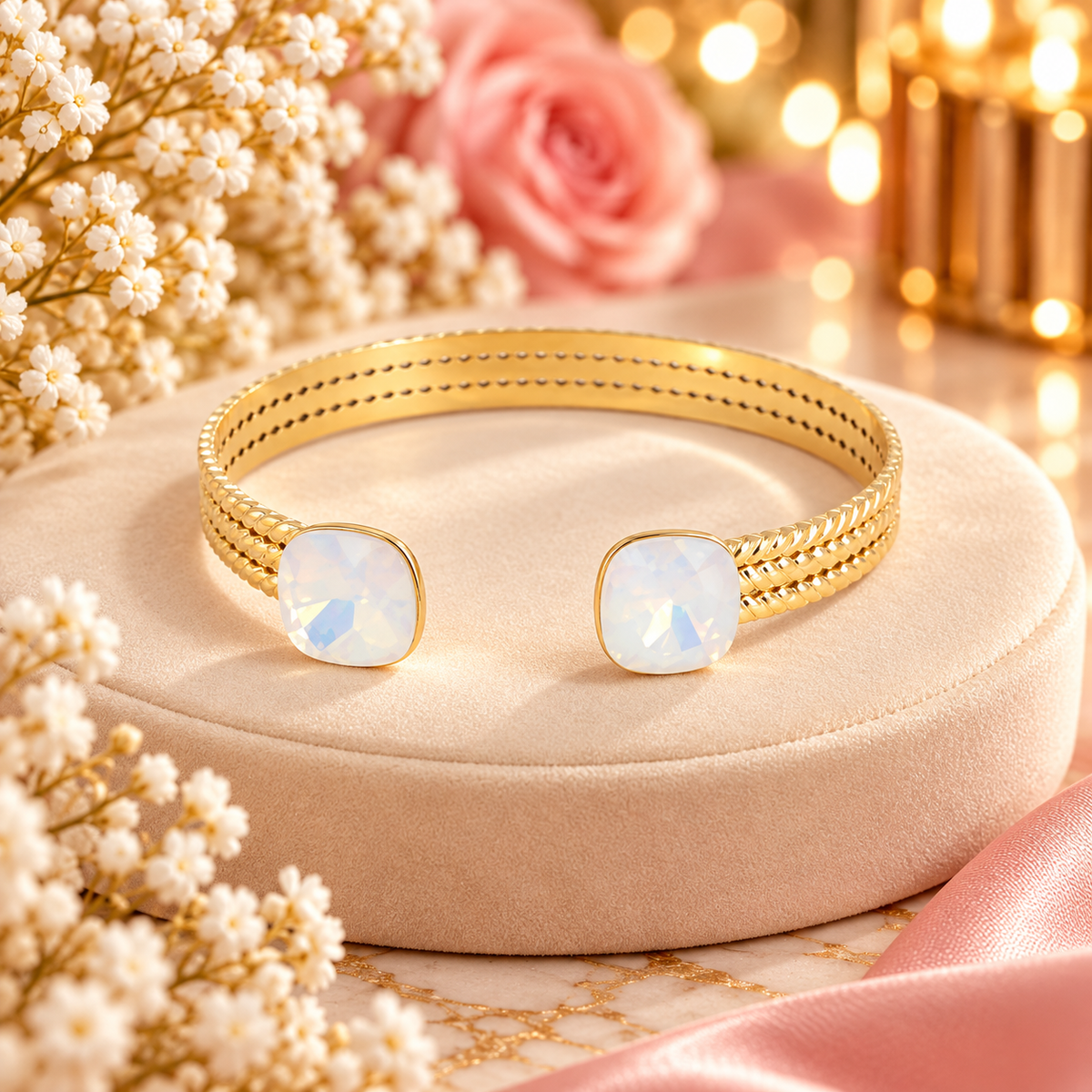 Jonc Phoebe - orné de cristaux de Swarovski® BLANC