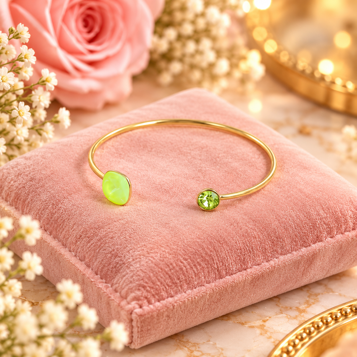 Jonc Béa doré - orné de cristaux de Swarovski® JAUNE FLUO