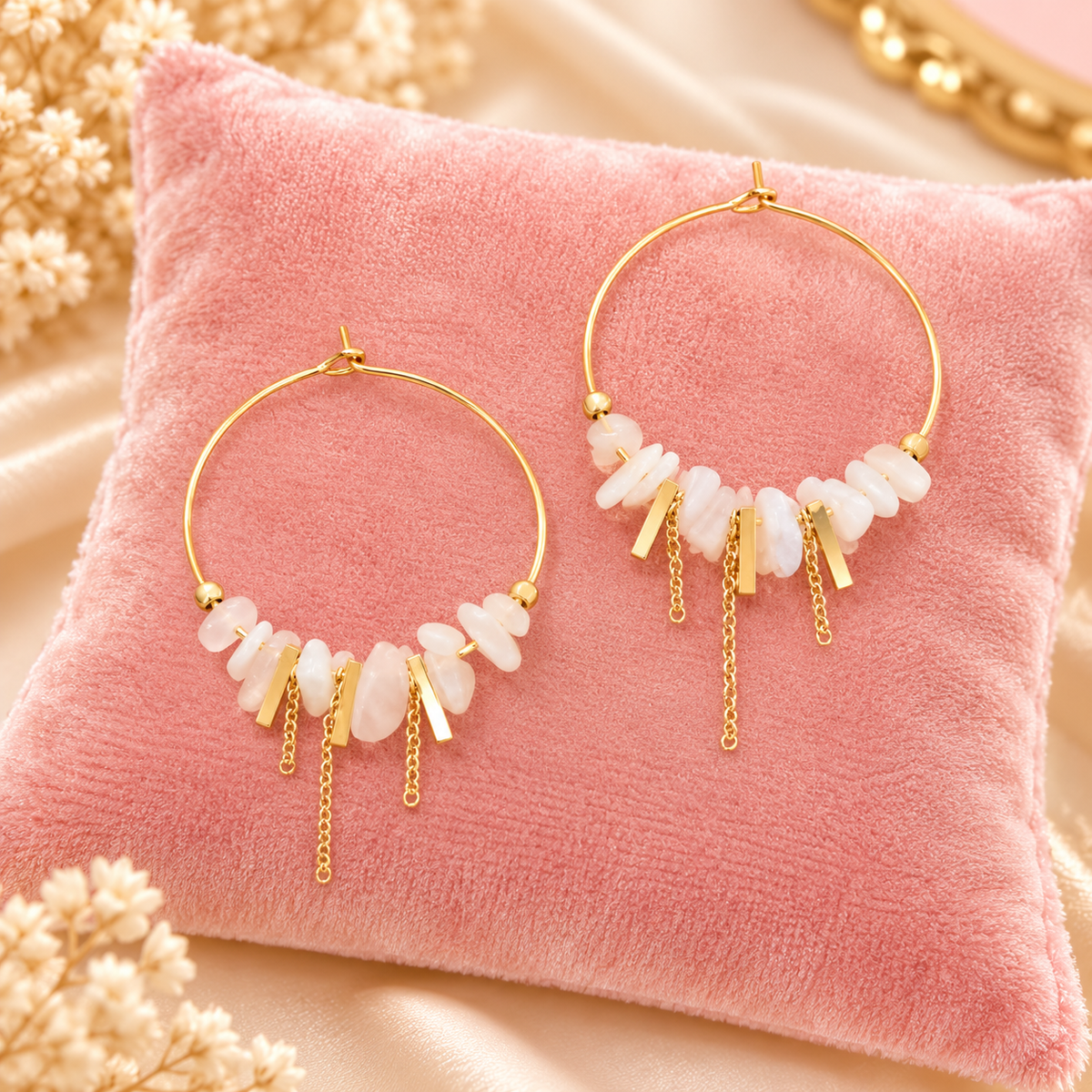 BOUCLES D'OREILLES AMANDA BLANCHES