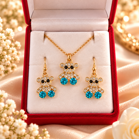 COFFRET COLLIER BOUCLES OREILLES OURSON