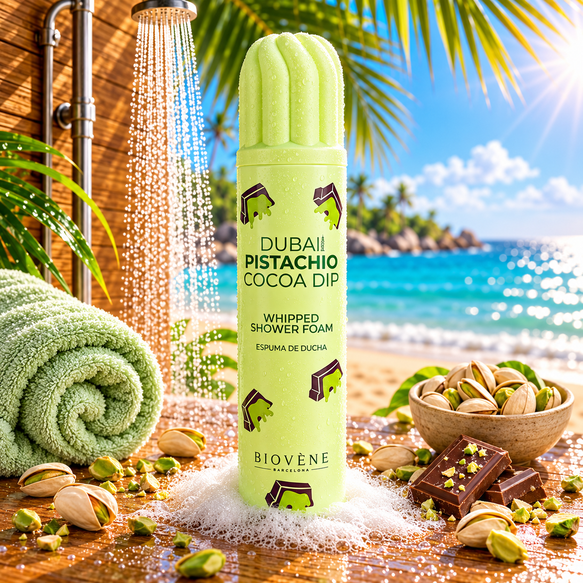MOUSSE DE DOUCHE DUBAI PISTACHIO COCOA 250ML BIOVENE BARCELONA