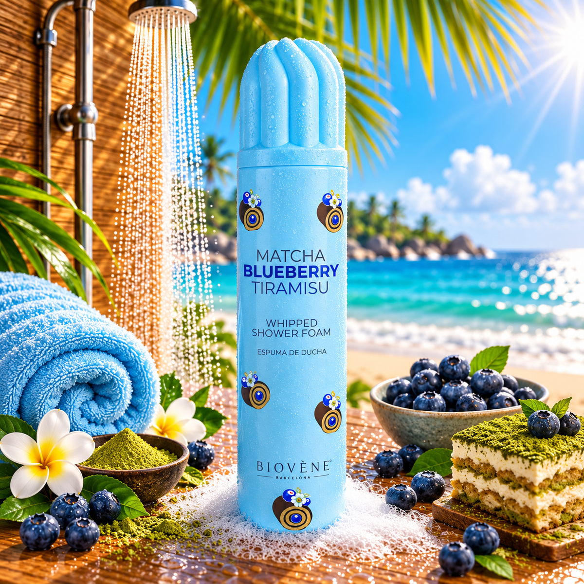 MOUSSE DE DOUCHE MATCHA BLUEBERRY TIRAMISU 250ML BIOVENE BARCELONA