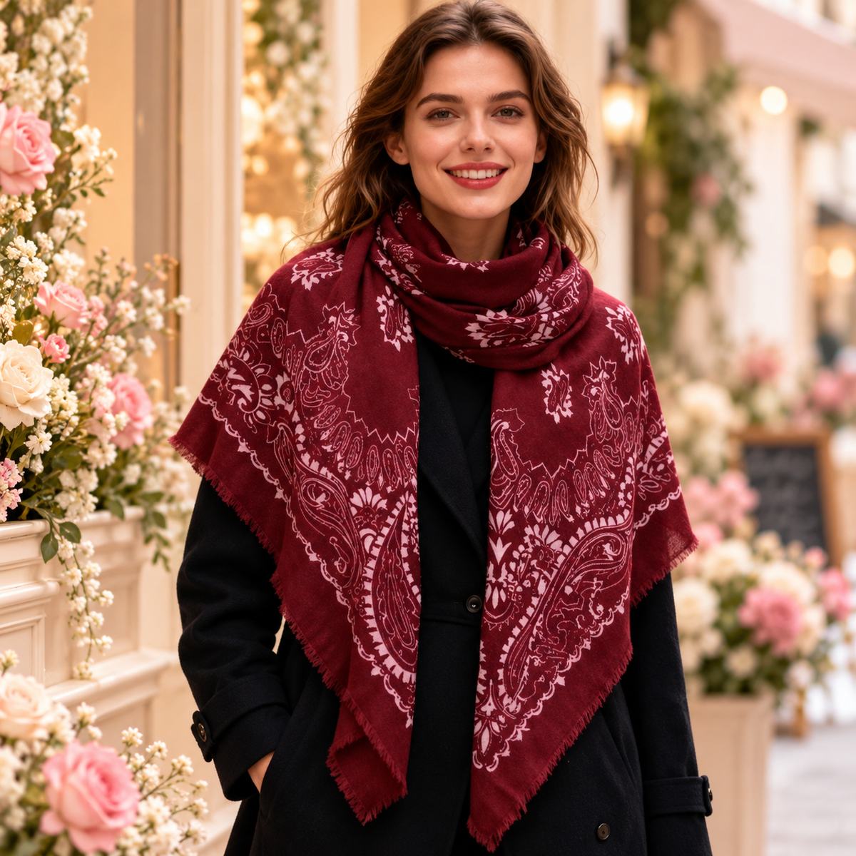 ECHARPE FOULARD CARRE BORDEAUX