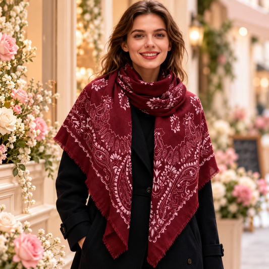 ECHARPE FOULARD CARRE BORDEAUX