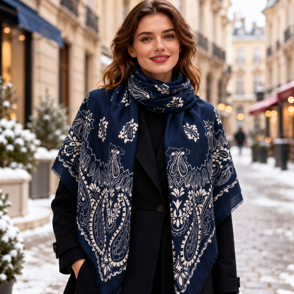 ECHARPE FOULARD CARRE BLEUE