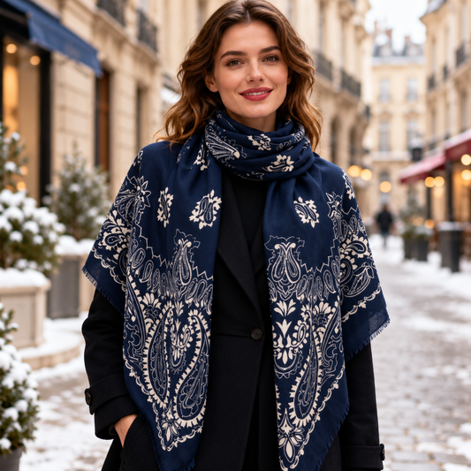 ECHARPE FOULARD CARRE BLEUE