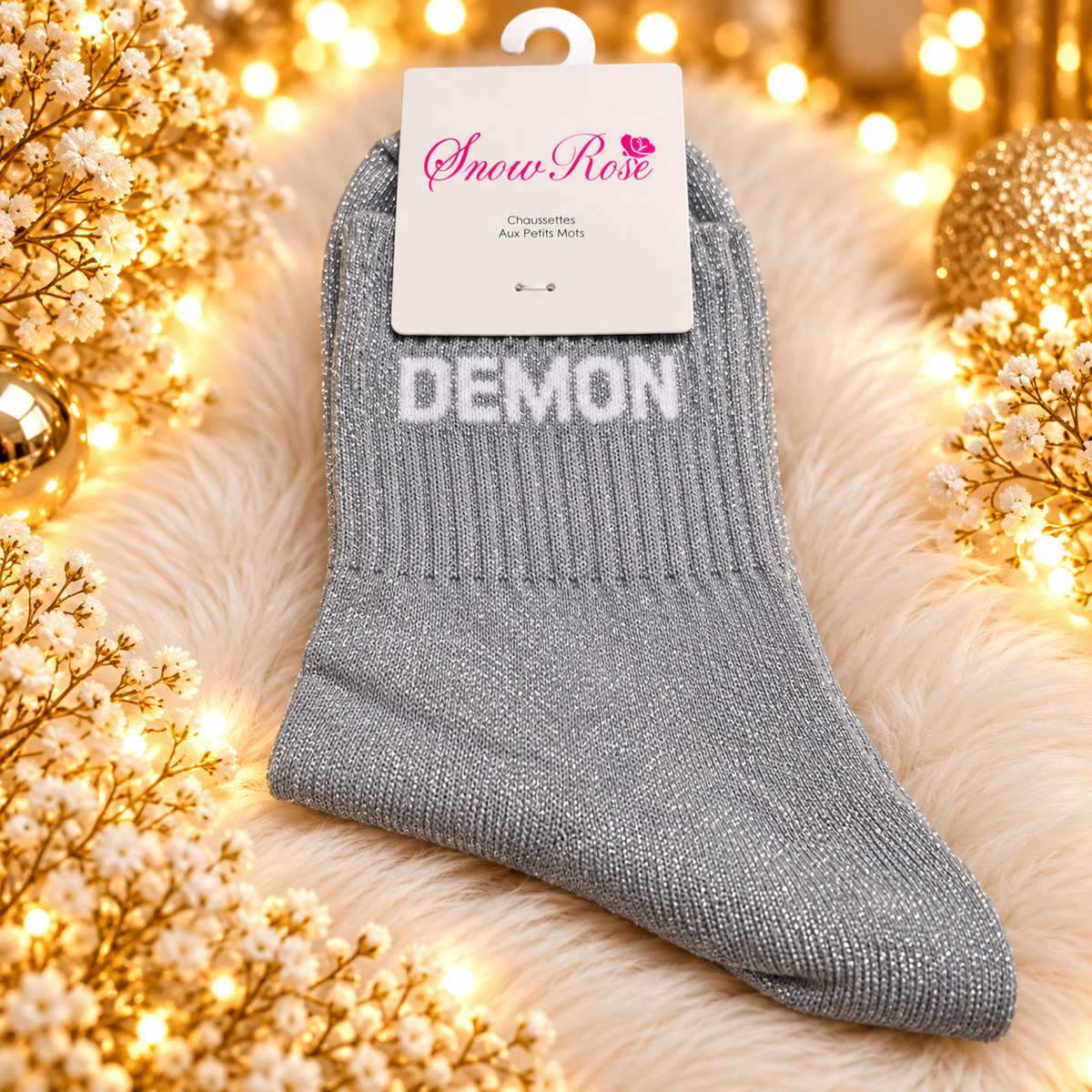 Chaussettes à paillettes “ DEMON" GRIS