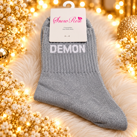 Chaussettes à paillettes “ DEMON" GRIS