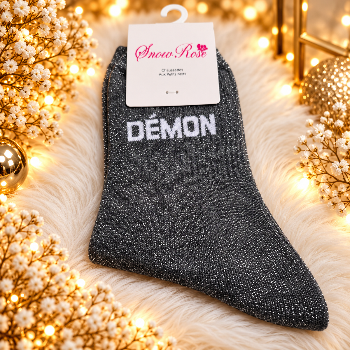 Chaussettes à paillettes “ DEMON" GRIS FONCE
