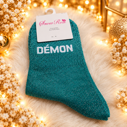 Chaussettes à paillettes “ DEMON" VERT