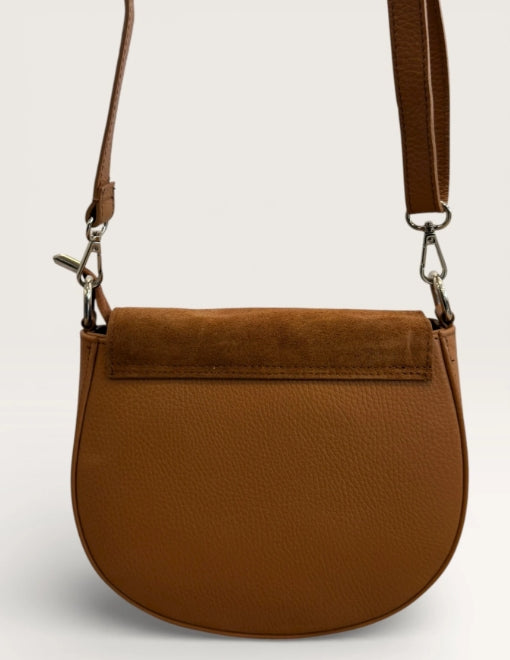 SAC CUIR ET DAIM HERMINE MARRON