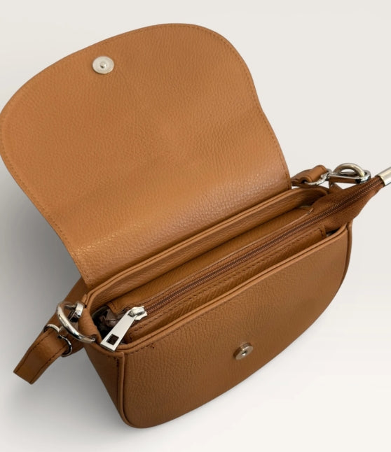 SAC CUIR ET DAIM HERMINE MARRON