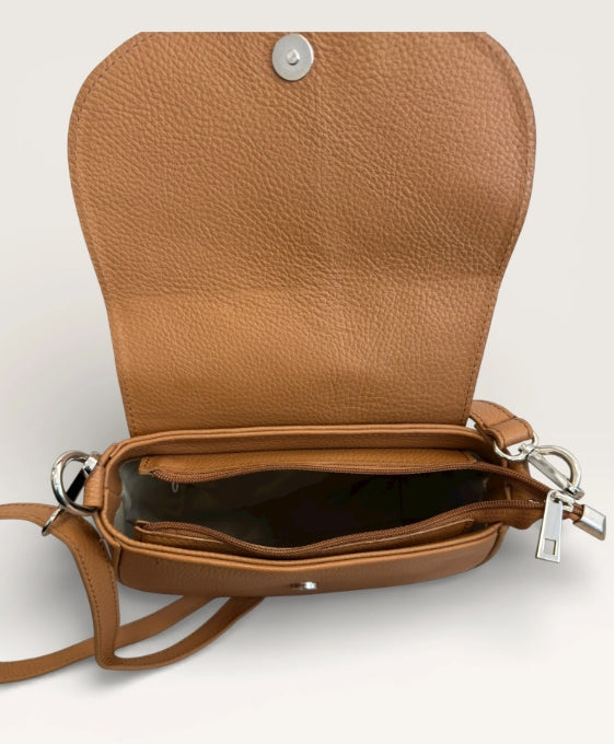 SAC CUIR ET DAIM HERMINE MARRON