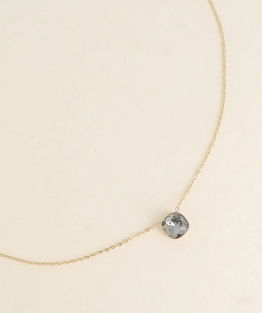 Collier doré - maille forçat, orné de cristaux de Swarovski® GRIS