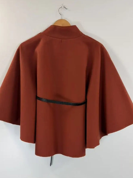 CAPE CEINTUREE A COL MONTANT TERRACOTTA