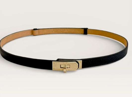 CEINTURE EN CUIR NOIR AJUSTABLE