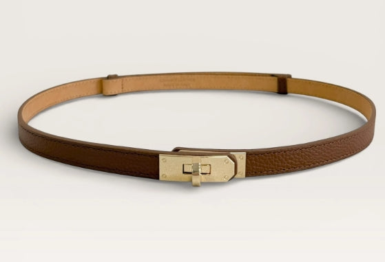 CEINTURE EN CUIR MARRON AJUSTABLE