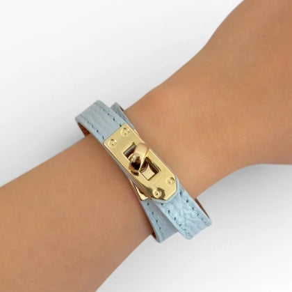 BRACELET DOUBLE TOUR EN CUIR BLEU