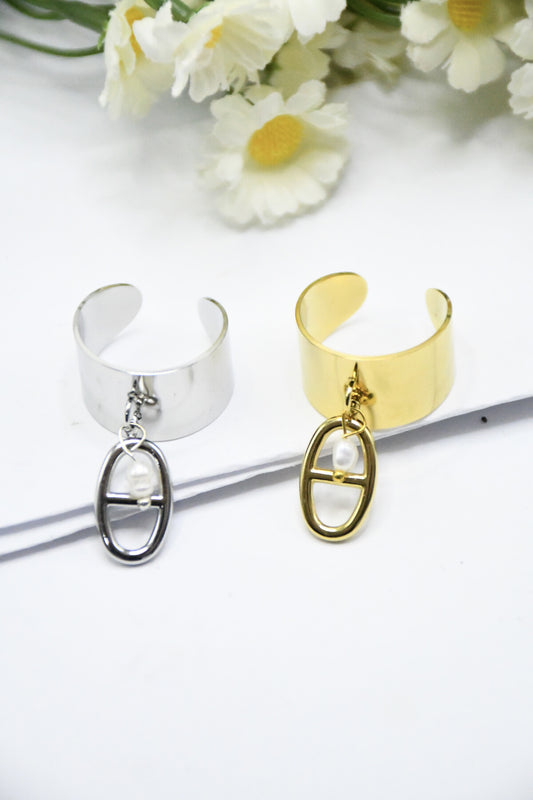 BAGUE MARINE argentée
