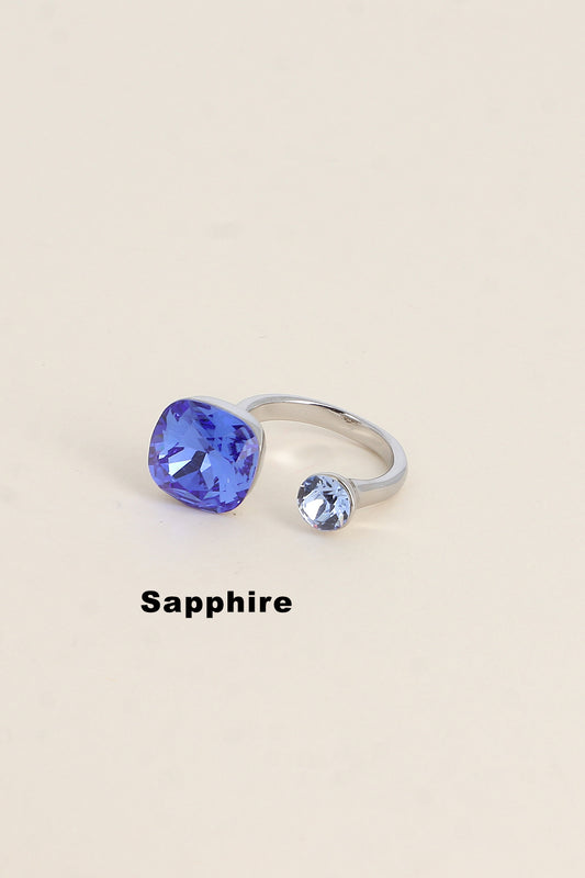 Bague Beata argentée - ornée de 2 cristaux de Swarovski® BLEU ROI