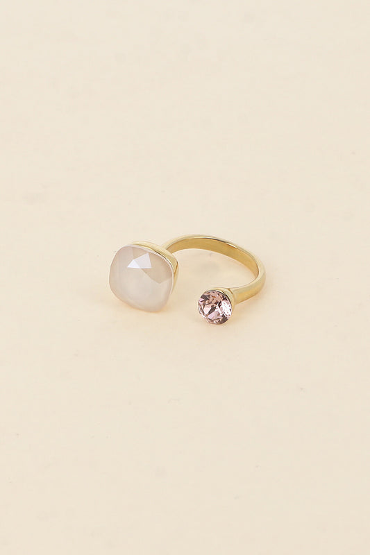 Bague Beata dorée - ornée de 2 cristaux de Swarovski® IVOIRE