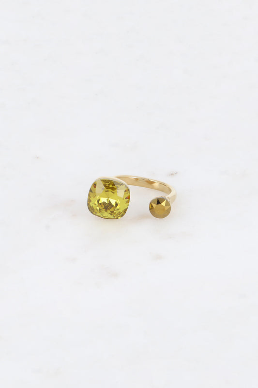Bague Beata dorée - ornée de 2 cristaux de Swarovski® KAKI