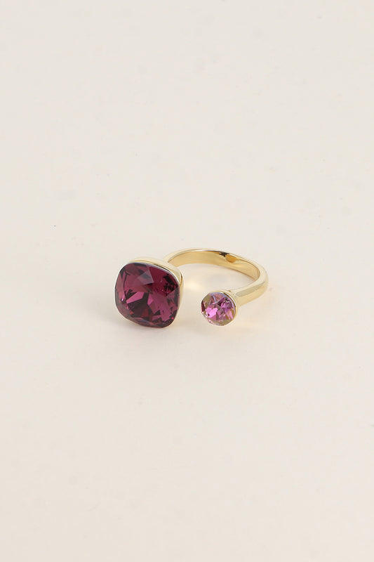 Bague Beata dorée - ornée de 2 cristaux de Swarovski® MAUVE