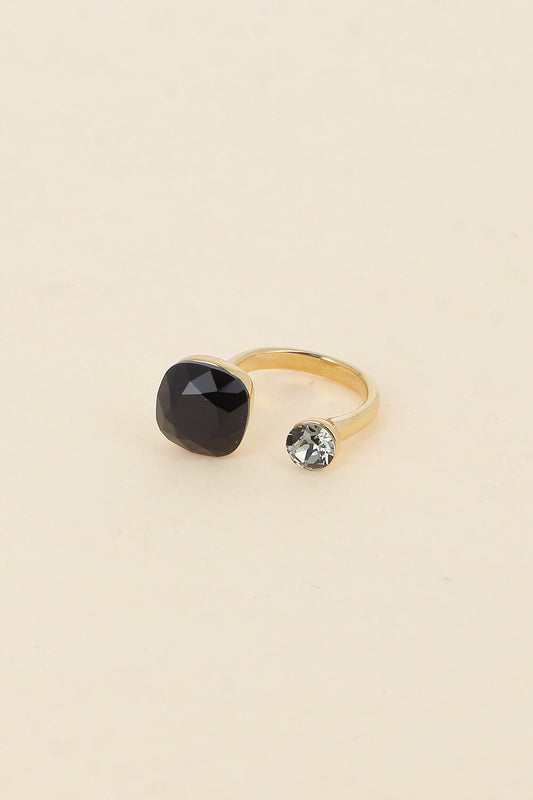 Bague Beata dorée - ornée de 2 cristaux de Swarovski® NOIR