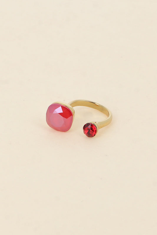 Bague Beata dorée - ornée de 2 cristaux de Swarovski® rouge
