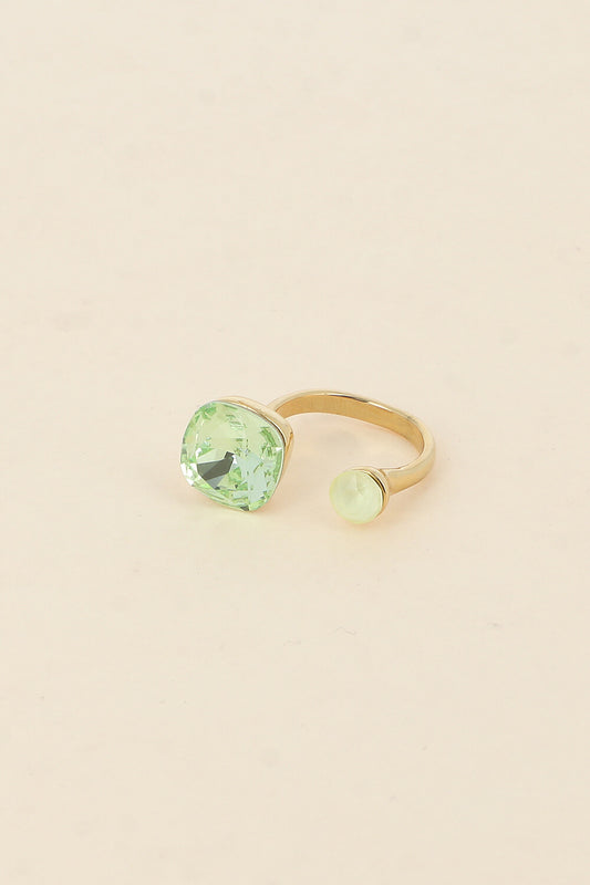 Bague Beata dorée - ornée de 2 cristaux de Swarovski® vert d'eau