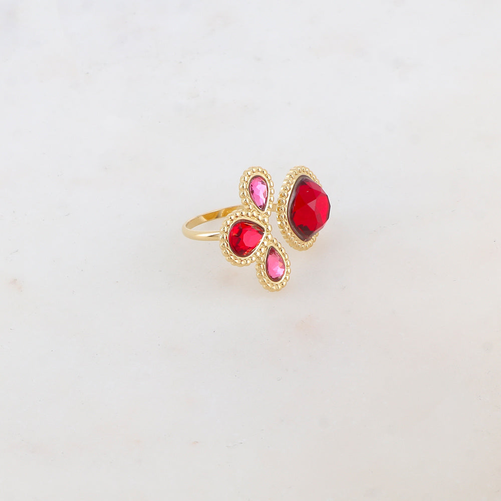 BAGUE TABATA ROUGE PATE DE VERRE