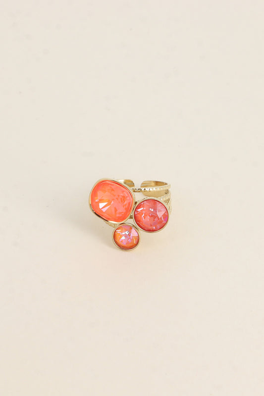 Bague trilogie dorée ornée de cristaux de Swarovski® ABRICOT