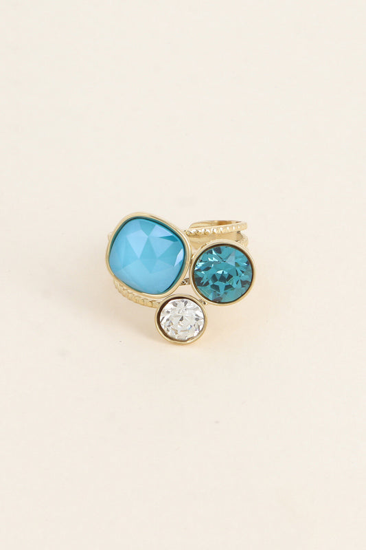 Bague trilogie dorée ornée de cristaux de Swarovski® CYAN