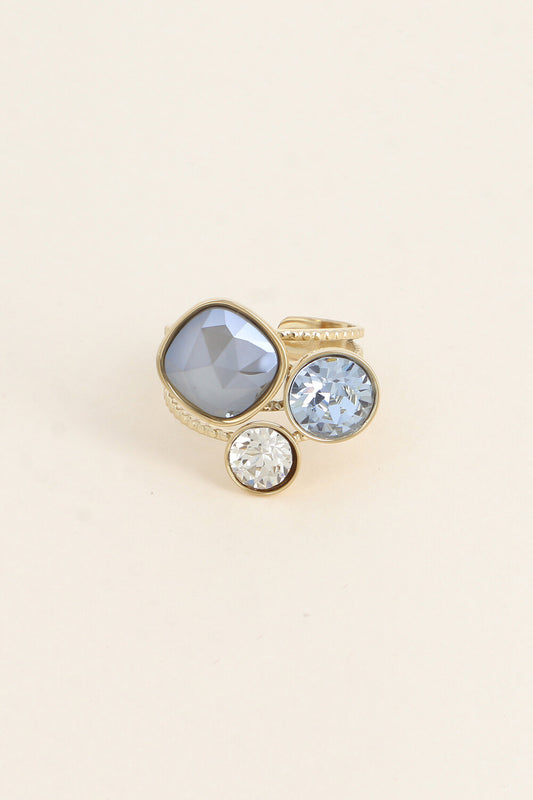 Bague trilogie dorée ornée de cristaux de Swarovski® GRIS FONCE