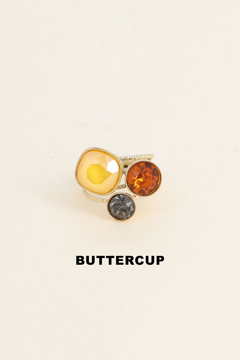 Bague trilogie dorée ornée de cristaux de Swarovski® JAUNE SOLEIL