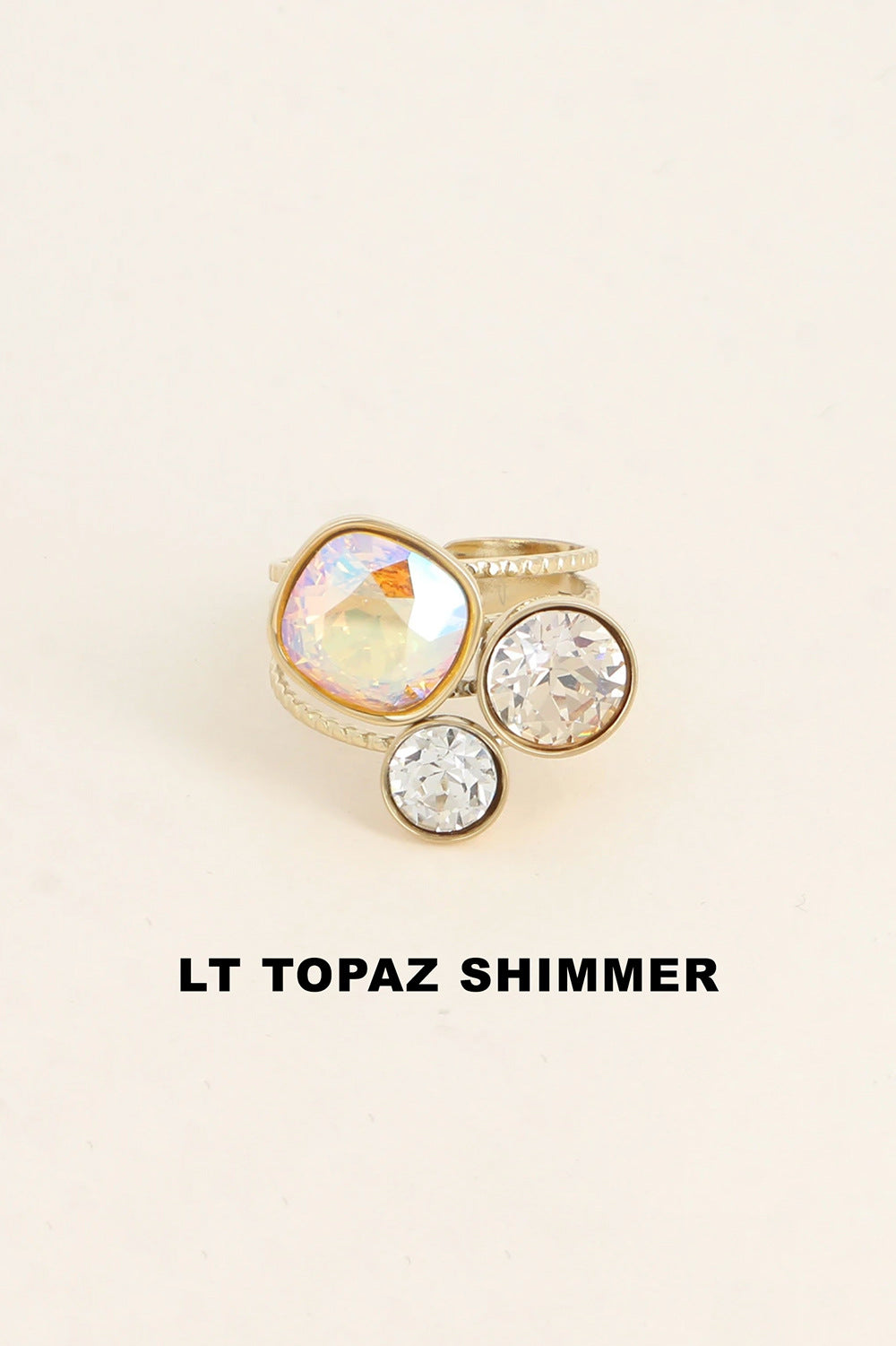 Bague trilogie dorée ornée de cristaux de Swarovski® JAUNE