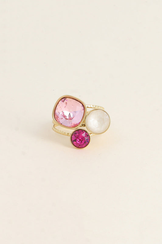 Bague trilogie dorée ornée de cristaux de Swarovski® ROSE