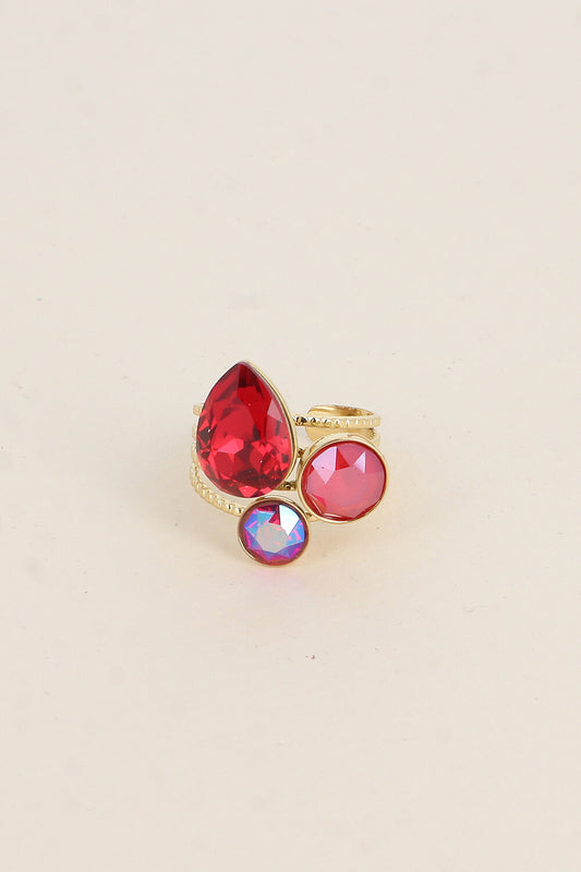 Bague Trilogie goutte - ornée de cristaux de Swarovski® CARMIN